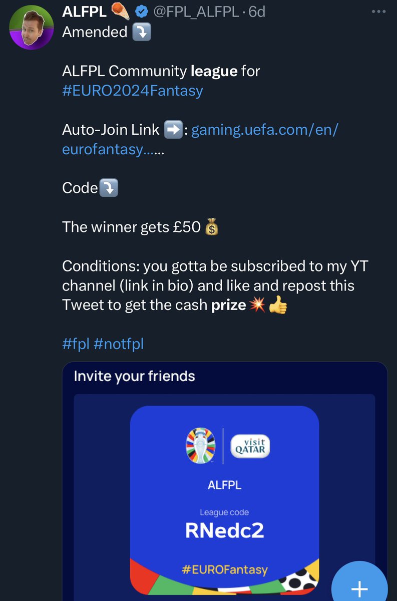 1. Join @FPL_ALFPL mini league for a chance to win £50.