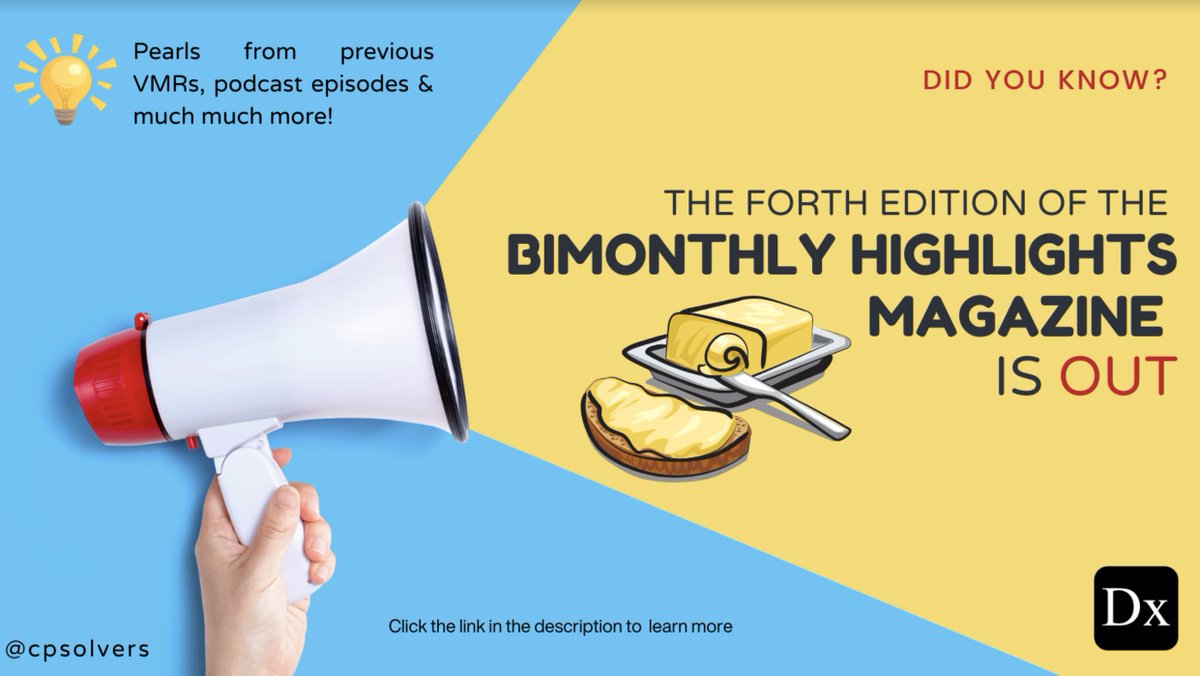 The Clinical Problem Solvers (@cpsolvers) on Twitter photo Our Bimonthly Highlights Magazine is out, #MedTwitter!
Click here to recap the past 2 months with CPSolvers📖bit.ly/4aQnEqh
You don't want to miss it!📷 Our Bimonthly Highlights Magazine is out, #MedTwitter!
Click here to recap the past 2 months with CPSolvers📖bit.ly/4aQnEqh
You don't want to miss it!📷