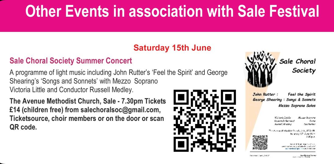 Come on sat 15/06/24 7:30pm enjoy a selection of light music Inc #Rutter #Feelthespirit and #shearing Songs and sonnets with #soloist Victoria Little at our summer concert part of <a href="/SaleFestival/">Sale Festival</a>. <a href="/AvenueMethodist/">Avenue Church</a>
£14 children free ⤵️ ticketsource.co.uk/sale-choral-so…
#M33