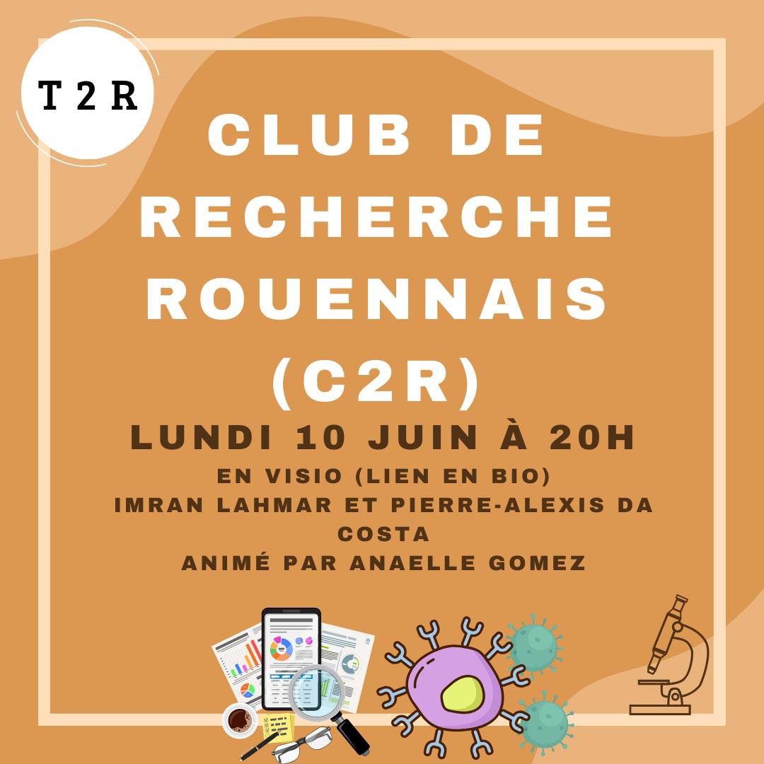 Le_T2R's tweet photo. Le T2R organise son premier club de recherche rouennais (#C2R) ce lundi à 20h !

Lien : https://t.co/pZu0UVPhh0

- Imran présentera ses résultats de thèse.
- Pierre-Alexis présentera comment rédiger un mémoire. https://t.co/ri3Wgns43s