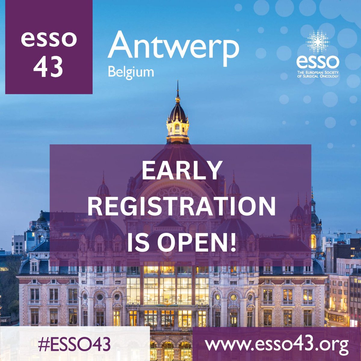 SFCO (@sfconco) on Twitter photo Don't miss the opportunity to attend the 43rd Congress of the European Society of Surgical Oncology! The Early Bird Registration for the #ESSO43 will be available until ⏰ July 17, 2024
📅 2-4 October, 2024
📍 Antwerp, BE
🔗 swll.to/ESSO43
#oncology <a href="/ESSOnews/">European Society of Surgical Oncology (ESSO)</a> Don't miss the opportunity to attend the 43rd Congress of the European Society of Surgical Oncology! The Early Bird Registration for the #ESSO43 will be available until ⏰ July 17, 2024
📅 2-4 October, 2024
📍 Antwerp, BE
🔗 swll.to/ESSO43
#oncology <a href="/ESSOnews/">European Society of Surgical Oncology (ESSO)</a>