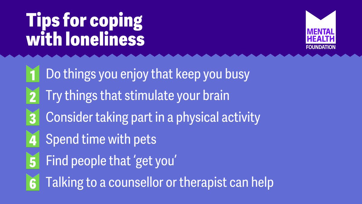 Everyone can experience feeling lonely at times and often it can feel quite isolating. But it’s important to know there are things you can do to help with these difficult emotions. 💜

Find more ways to cope with feeling lonely by heading to our website: bit.ly/3ux3RwB