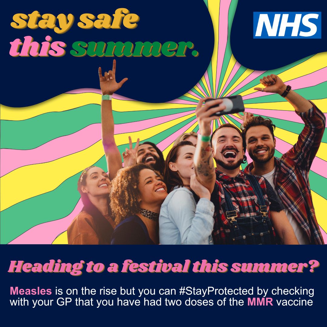 Heading to #Glastonbury or another festival this summer? Check you're fully covered against measles and other illnesses that circulate in crowds. The #MMR vaccination is free and you can get it at any age if you've missed out in the past. Find out more: orlo.uk/SeWmT