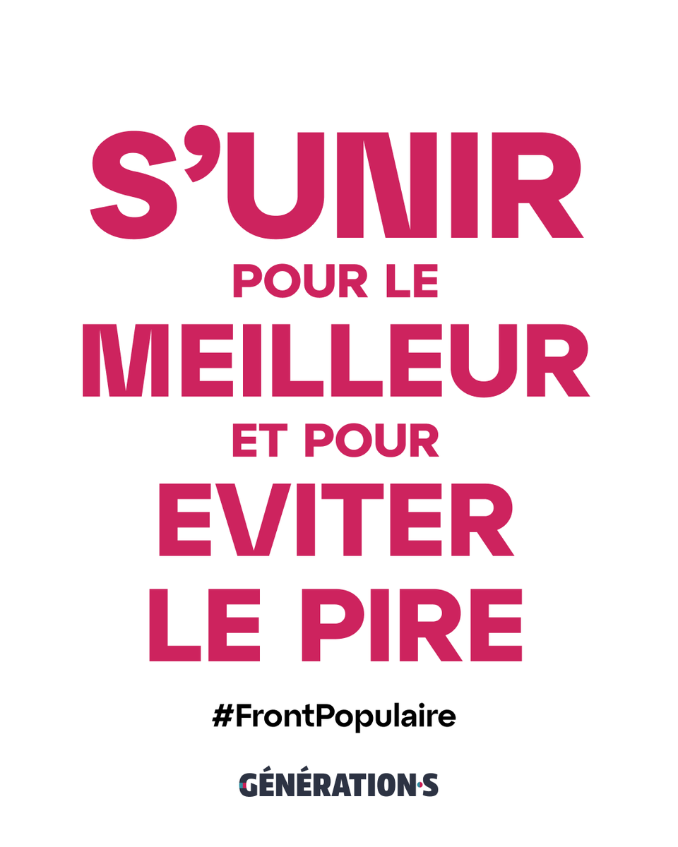 S'unir pour le meilleur et pour éviter le pire.

#FrontPopulaire ✌️