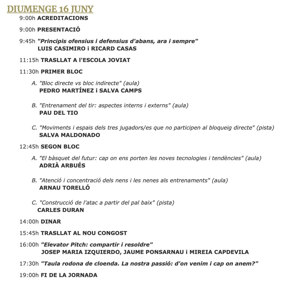 Diumenge seré al #DiaEntrenadoraBQ per parlar sobre com les noves dades/tecnologies han evolucionat el joc de l'NBA, analitzant les noves tendències del joc que arribaran a Europa.

Amb vertigen però amb molta il·lusió de formar part d'aquest cartell. 

🔗 basquetcatala.cat/noticies/10585