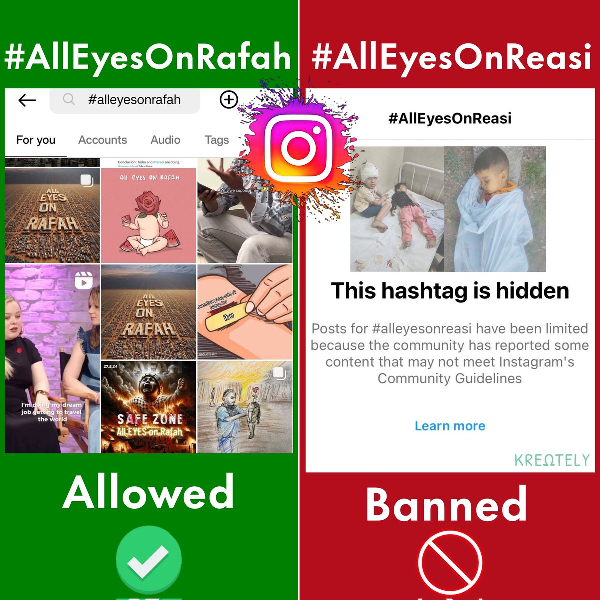 shreya_arora22's tweet image. Is there any connection with IG head Suhail Akhtar promoting #AlleyesonRafah and blocking  #AllEyesOnRaesi from Instagram?