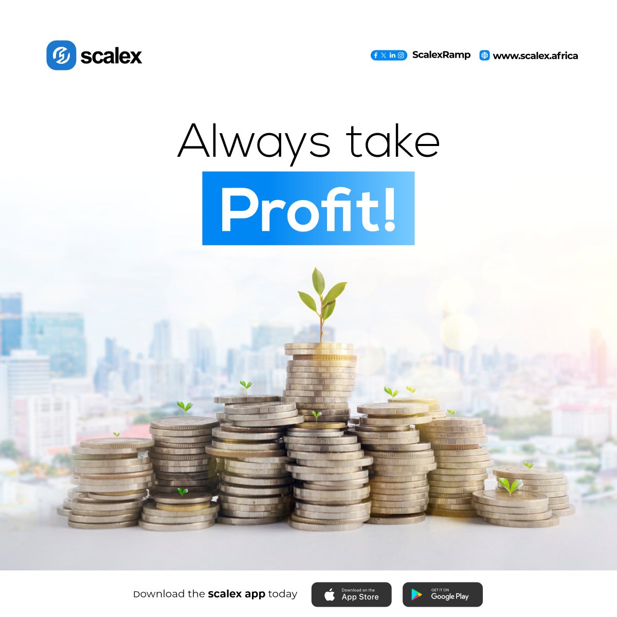 ScalexRamp's tweet image. As we begin a new week, we want to remind you of one ‘Golden Rule’ in crypto and #Web3.

“ALWAYS TAKE PROFIT”.

This is how you measure the results of your investments and trades.

And when you do decide to take those profits, checkout.scalex.africa will help you turn those USDC…