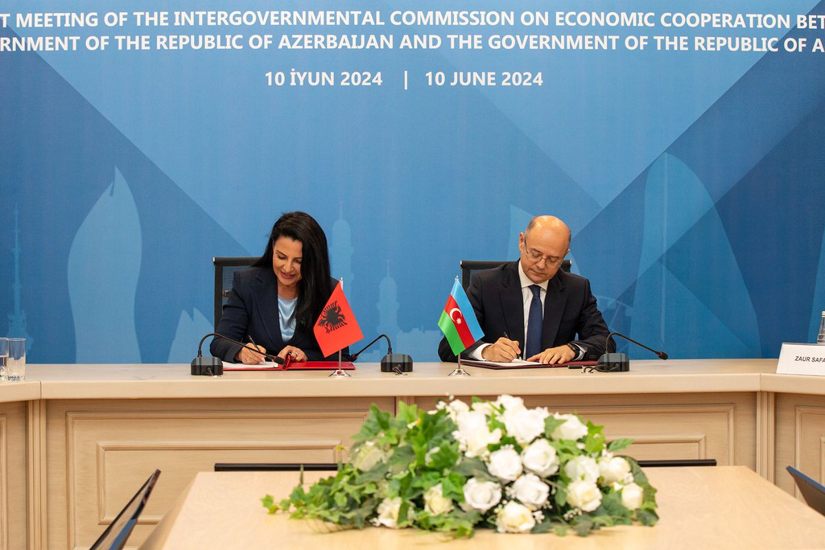 ParvizShahbazov's tweet photo. The first meeting of the #IntergovernmentalCommission on Economic Cooperation between #Azerbaijan and #Albania was fruitful. We discussed the issues arising from gas supply via #TAP to this country, gasification of Korca and other priority projects, expansion of Azerbaijan-Albania energy partnership with mutual participation of companies in the field of #GreenEnergy, increase of investments. We agreed to strengthen our efforts, quickly conclude discussions and make decisions on joint projects. We have adopted an #ActionPlan that will raise our cooperation to a new level in all areas.