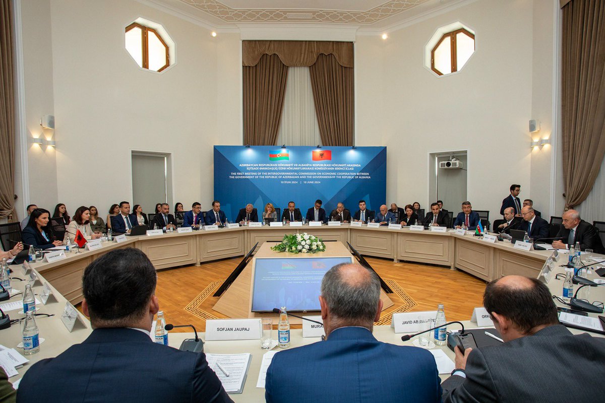 ParvizShahbazov's tweet photo. The first meeting of the #IntergovernmentalCommission on Economic Cooperation between #Azerbaijan and #Albania was fruitful. We discussed the issues arising from gas supply via #TAP to this country, gasification of Korca and other priority projects, expansion of Azerbaijan-Albania energy partnership with mutual participation of companies in the field of #GreenEnergy, increase of investments. We agreed to strengthen our efforts, quickly conclude discussions and make decisions on joint projects. We have adopted an #ActionPlan that will raise our cooperation to a new level in all areas.