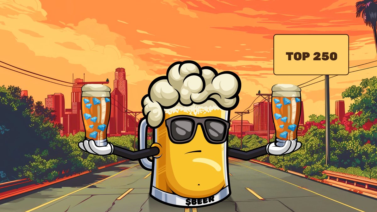 GM $BEER Sippers 🍻

We’re starting Monday with epic news 🗞️

$BEER HAS MADE IT TO THE TOP 250 TOKENS WORLDWIDE ON <a href="/CoinMarketCap/">CoinMarketCap</a> 📈