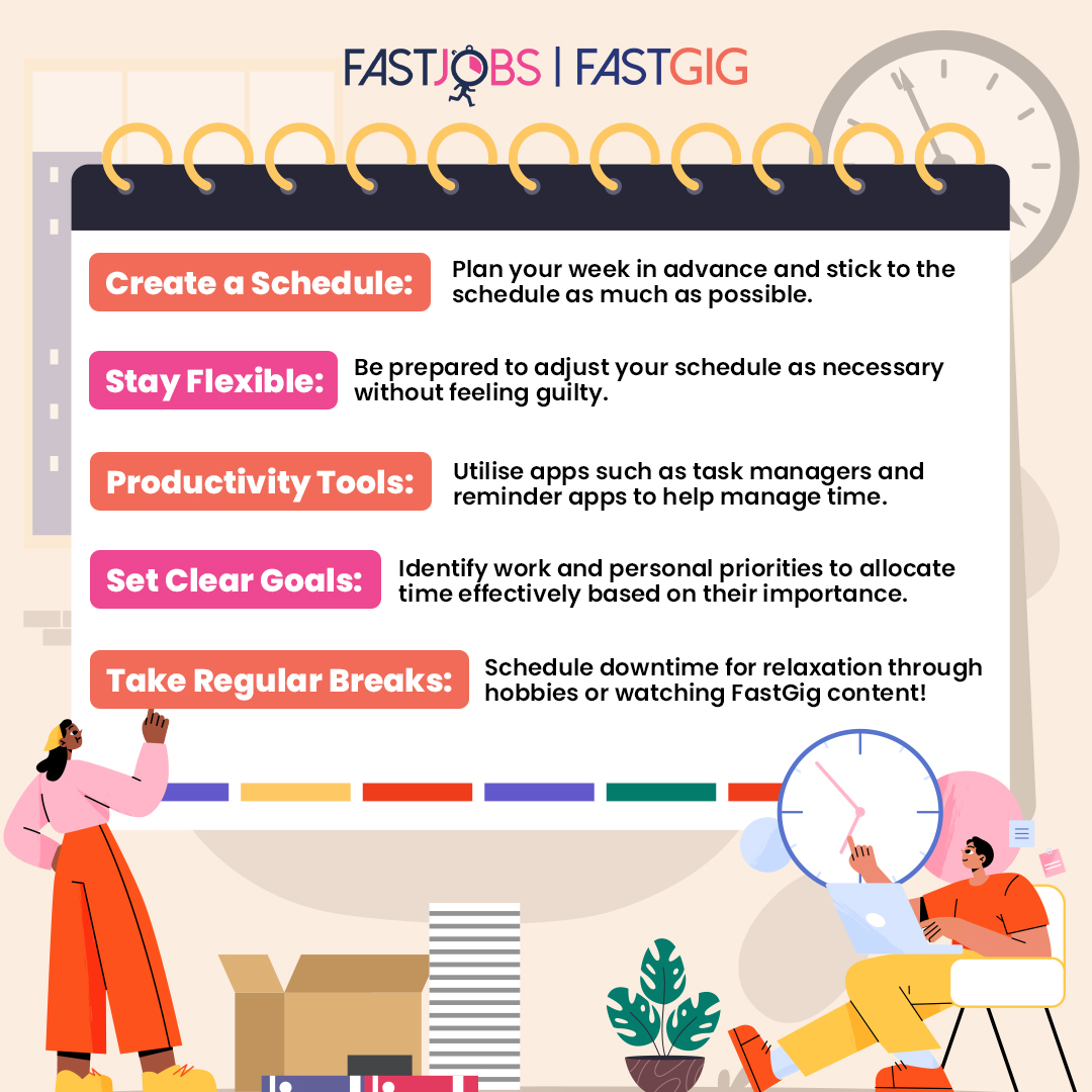 FastGigMY's tweet photo. ⚖️ Balancing part-time work with personal life can be challenging! Discover how to set boundaries, manage your time, and achieve harmony.
#WorkLifeBalance #PartTimeTips #ProductivityHacks #TimeManagement #LifeHacks #SelfCare #JobTips #fastjobs #fastgig https://t.co/7hofSQOCO6