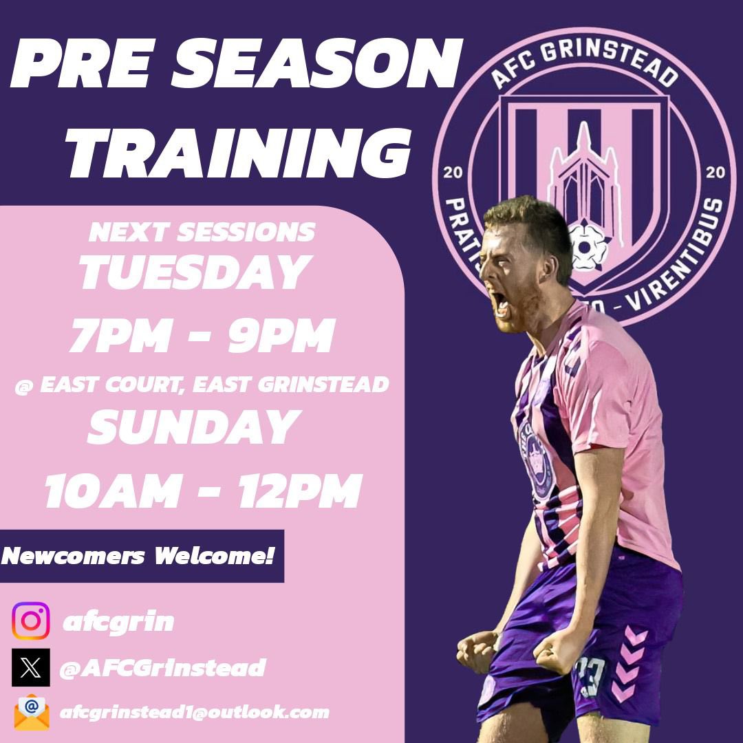 AFCGrinstead's tweet image. 2x Pre Season sessions this week👊

As always if you want to join us this year for the 2024/2025 season drop us a message