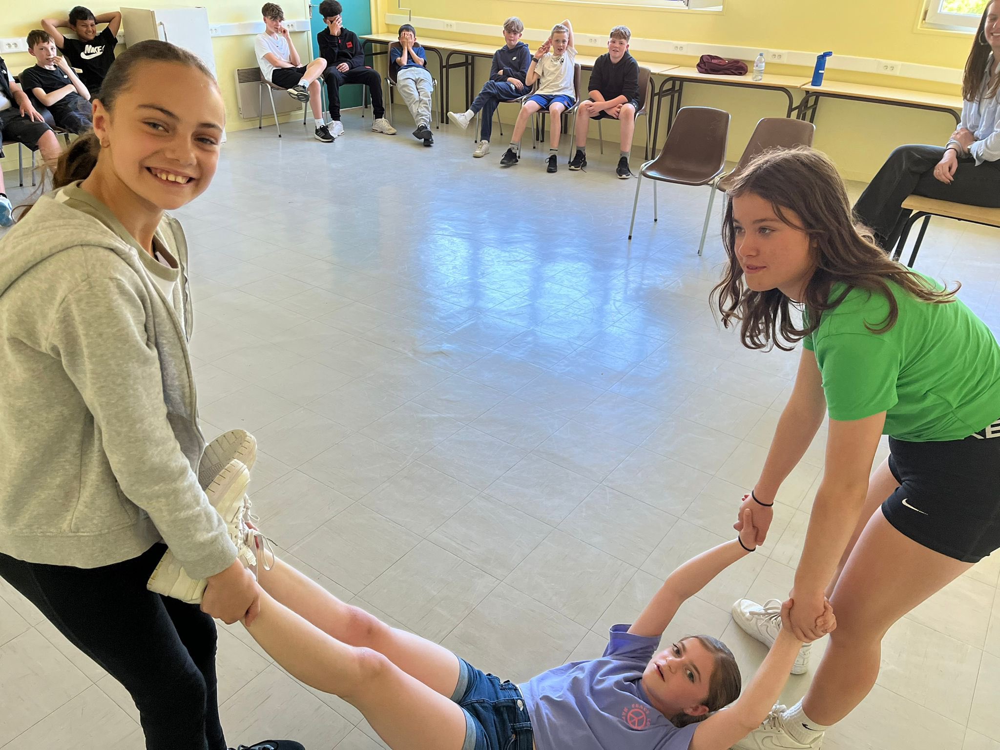 pthc-girls Yesterday afternoon we were back onsite for some activities  arranged by our hosts. Students went head to head in competitive team games  and practised their French speaking in