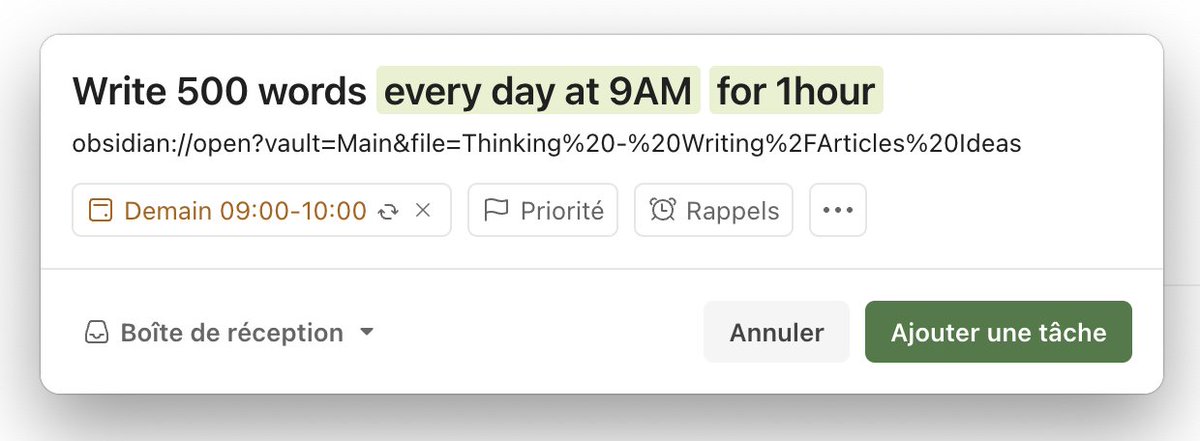 A tip to use Obsidian everywhere:

`Copy Obsidian URL` gives you a URL you can reuse in any other application,

For example, I'd copy that URL in my <a href="/todoist/">Todoist</a> description to quick-access a correct note or Vault.