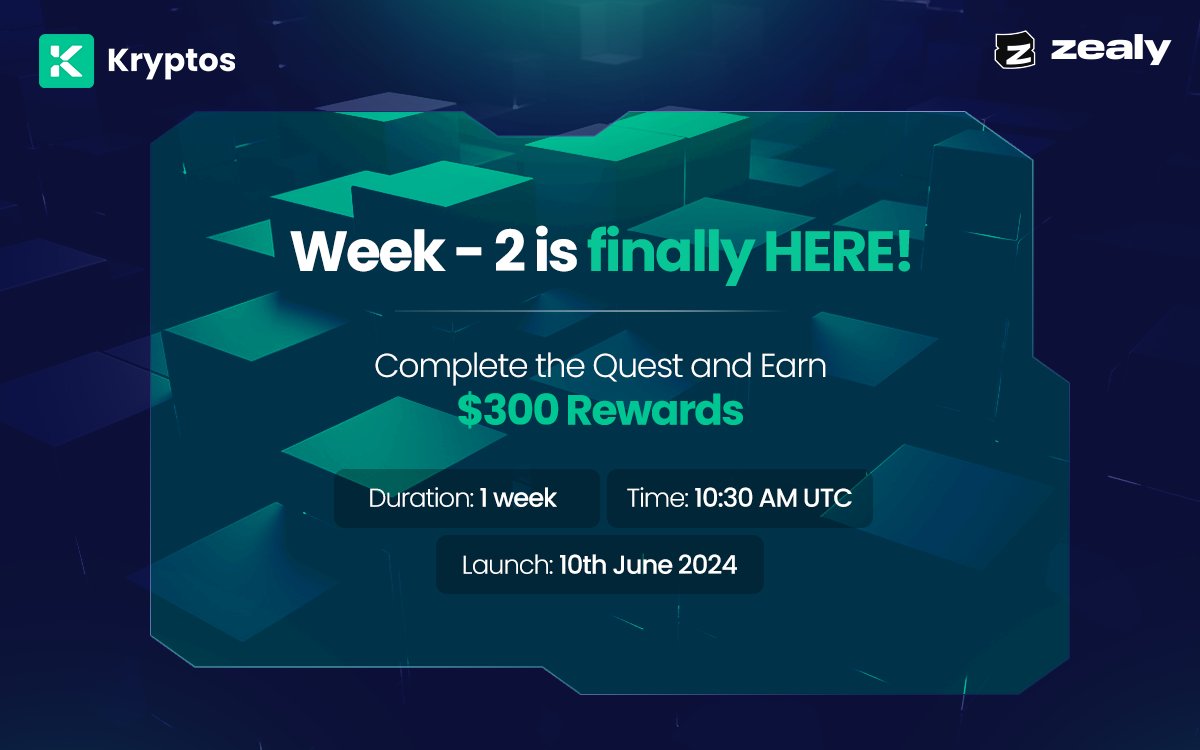 hellokryptos's tweet image. GM Kryptos Fam! 👋

@hellokryptos x @zealysprints Moving to the next stage 🚀

Week - 2 is finally Happening! 🤩

Where: zealy.io/cw/hellokrypto…

And this time TOP 5 winners will share a weekly REWARD of $300 Each 🎁▶️💰

📲 Set your notifications reminders:

Time: 10:30 AM UTC…