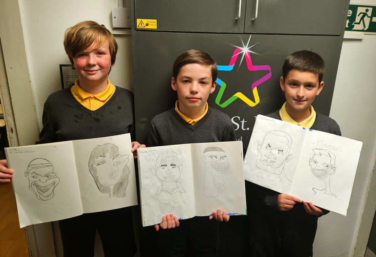 Year6TSP's tweet image. We&apos;ve been drawing caricatures in #TSPArt this morning. How impressive are these?! ✍️