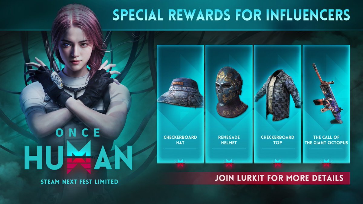 OnceHuman_'s tweet image. 🚨 Attention Content Creators! During Steam Next Fest, Once Human has prepared a limited edition special gift exclusively for you. 🎁 There are 4 tiers of rewards, and by achieving specific goals, you can unlock exclusive rewards for yourself and your fans.

Moreover, there is an…