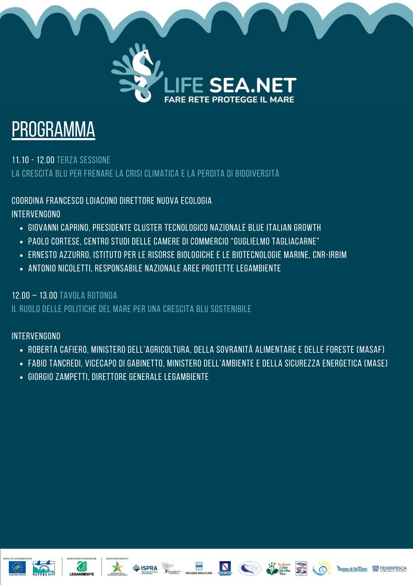 LegambienteLab's tweet image. 📌𝐒𝐀𝐕𝐄 𝐓𝐇𝐄 𝐃𝐀𝐓𝐄 𝐏𝐫𝐢𝐦𝐨 𝐁𝐥𝐮𝐞 𝐄𝐜𝐨𝐧𝐨𝐦𝐲 𝐅𝐨𝐫𝐮𝐦
Economia del mare🌊: una crescita blu con il rispetto di #biodiversità e risorse marine
📍Organizzato da @Legambiente nell'ambito del progetto #lifeseanet
Scopri Il Programma👇
lifeseanet.eu/2024/06/07/a-r…