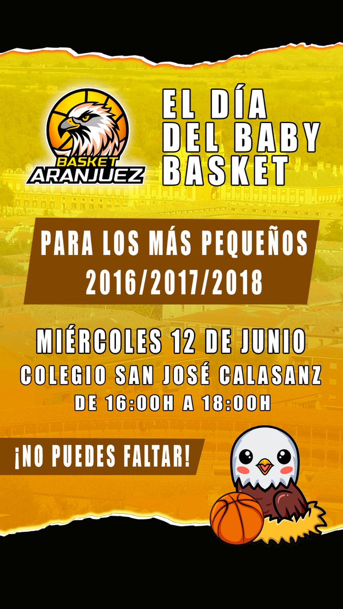 Este próximo miércoles realizaremos una jornada de  BABY BASKET para los más pequeños que deseen acercarse, os esperamos!! 
#basketaranjuez