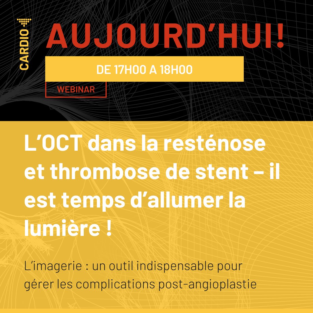 🌟 Rejoignez-nous à 17h pour notre session sur l’OCT dans la resténose et thrombose de stent ! Il est temps d’allumer la lumière sur ces complications post-angioplastie grâce à l’imagerie ➡ swll.to/uDrXQ

<a href="/SouteyrandG/">Souteyrand Geraud</a> <a href="/BouchouGael/">Gael BOUCHOU</a>

#OCT #Webinar