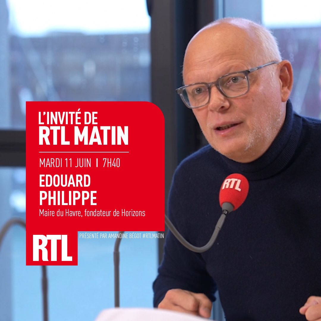 Dissolution, législatives, pour sa première prise de parole <a href="/EPhilippe_LH/">Edouard Philippe</a>, l’ancien Premier ministre et président de <a href="/HorizonsLeParti/">Horizons</a> est l’invité d’<a href="/amandine_begot/">Amandine Bégot</a> ce mardi à 7H40 dans #RTLMatin 📻