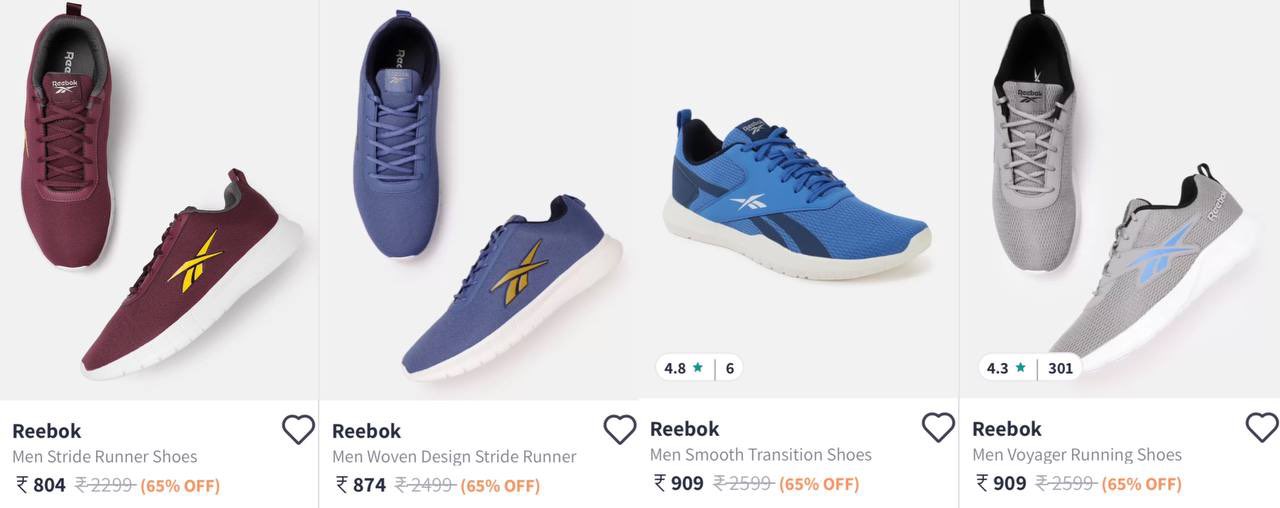 Myntra reebok shoes hot sale