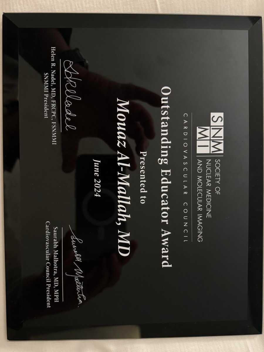 Mouaz Al-Mallah, M.D MSc (@almallahmo) on Twitter photo Honored to have received the 2024 outstanding educator award from the <a href="/CVC_SNMMI/">SNMMI Cardiovascular Council</a> . #SNMMI24
<a href="/MyASNC/">ASNC Society</a> <a href="/WilliamZoghbi/">WilliamZoghbi</a> <a href="/HMethodistCV/">Houston Methodist CV</a> <a href="/MethodistHosp/">Houston Methodist</a> #CVNuc <a href="/mdicarli/">Marcelo Di Carli</a> <a href="/DorbalaSharmila/">Sharmila Dorbala</a> <a href="/PanithayaC/">Panithaya Chareonthaitawee MD</a> <a href="/LPhillipsMD/">Lawrence Phillips</a> Honored to have received the 2024 outstanding educator award from the <a href="/CVC_SNMMI/">SNMMI Cardiovascular Council</a> . #SNMMI24
<a href="/MyASNC/">ASNC Society</a> <a href="/WilliamZoghbi/">WilliamZoghbi</a> <a href="/HMethodistCV/">Houston Methodist CV</a> <a href="/MethodistHosp/">Houston Methodist</a> #CVNuc <a href="/mdicarli/">Marcelo Di Carli</a> <a href="/DorbalaSharmila/">Sharmila Dorbala</a> <a href="/PanithayaC/">Panithaya Chareonthaitawee MD</a> <a href="/LPhillipsMD/">Lawrence Phillips</a>