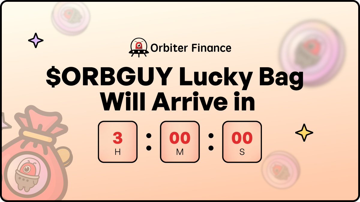 Orbiter_Finance's tweet photo. 🎁 $ORBGUY Lucky Bag Arrival counting down...
⏳ 3 hours to go, set your alarm to get your hands on it.
Please note that each address can only claim $ORBGUY once. https://t.co/aRclAOT6P5
