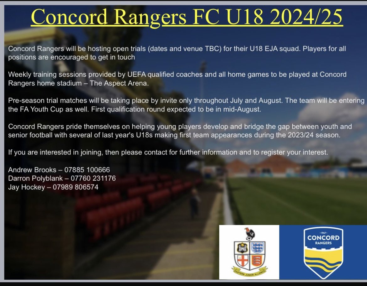 Concord Rangers U18 EJA 2024/25 (@concord18s) on Twitter photo 