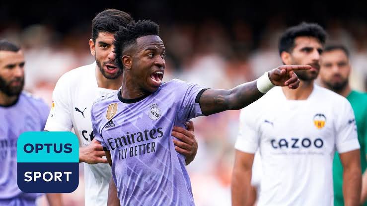 centregoals's tweet photo. 🚨🚨| BREAKING: Three people have been sentenced to eight months in prison and given a 2-year stadium ban for racially abusing Vinícius Júnior during Real Madrid’s game at Valencia in May 2023.

It’s the 𝐅𝐈𝐑𝐒𝐓 time a conviction has been made for racist abuse at a football game in Spain.