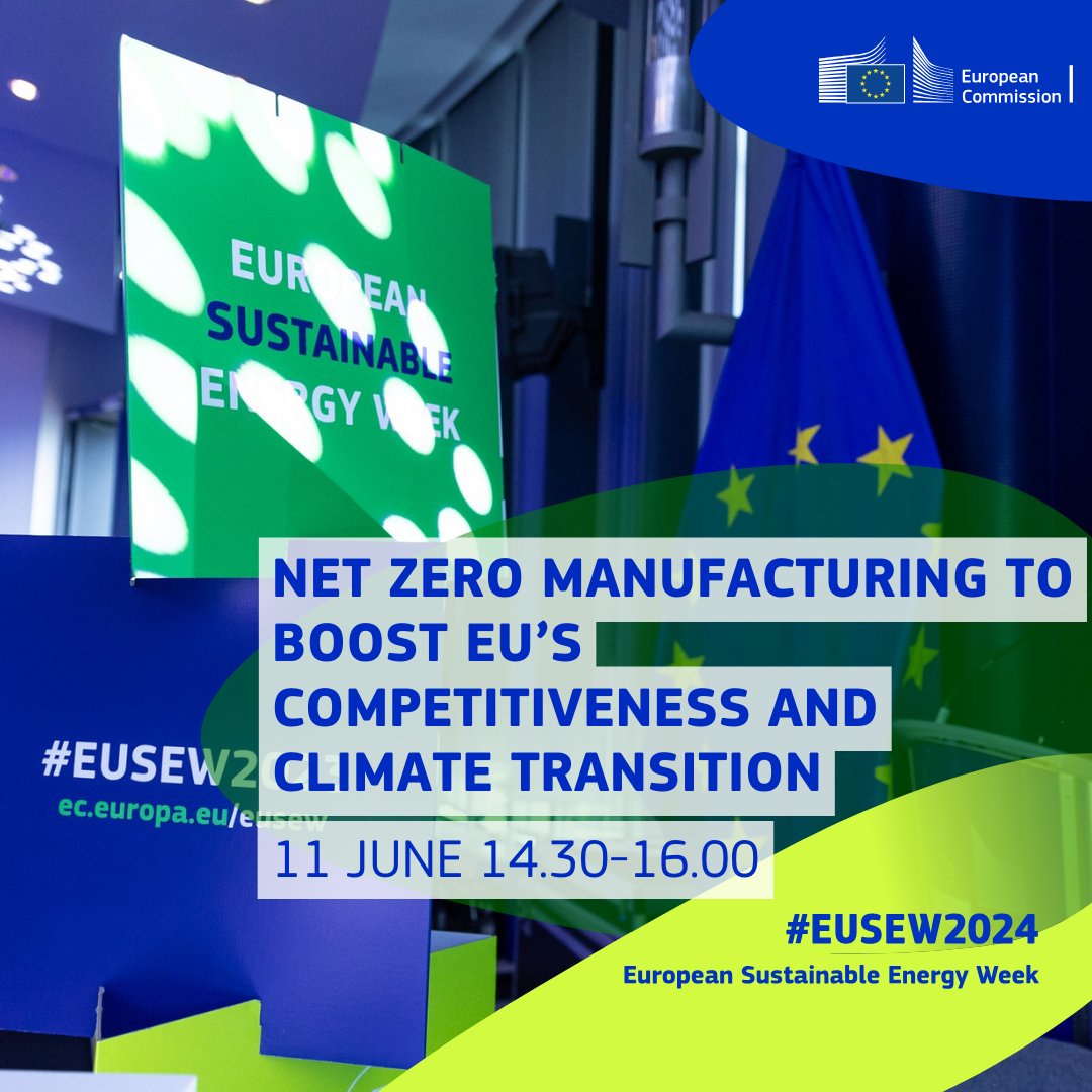 EU_Growth's tweet photo. ⚡️#EUSEW2024 starts tomorrow!🔋
Join GROW DDG @MaiveRute for a session on #NetZero manufacturing to enhance EU #CleanTech & competitiveness with key insights from industry leaders.
🗓️11 June
⏰14:30-16:00
Learn more➡️ https://t.co/v8Mi8PajYl
#NetZeroEU #NZIA #EUIndustry https://t.co/htS75fCKZu