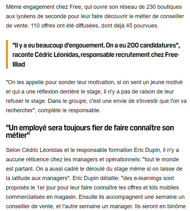 #Stages de 2nde : encore des dizaines de stages à pourvoir au sein des boutiques #Free. Impatients d'accueillir nos stagiaires pour une belle découverte de nos métiers 🤗
👉recrutement.iliad.fr/offres?subsidi…
