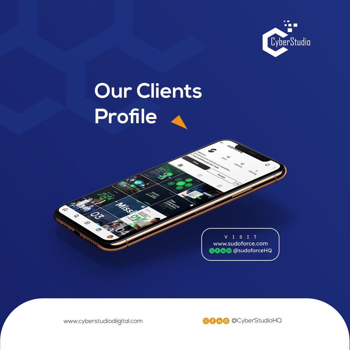 CyberStudioHQ's tweet photo. At Cyber Studio, our clients are our top priority📌. 

Get a glimpse into our customer-centric approach and see the profile of business we've partnered with. @SudoForceHQ

 #Cyberstudio #OurClients https://t.co/oxPVaz2X0v