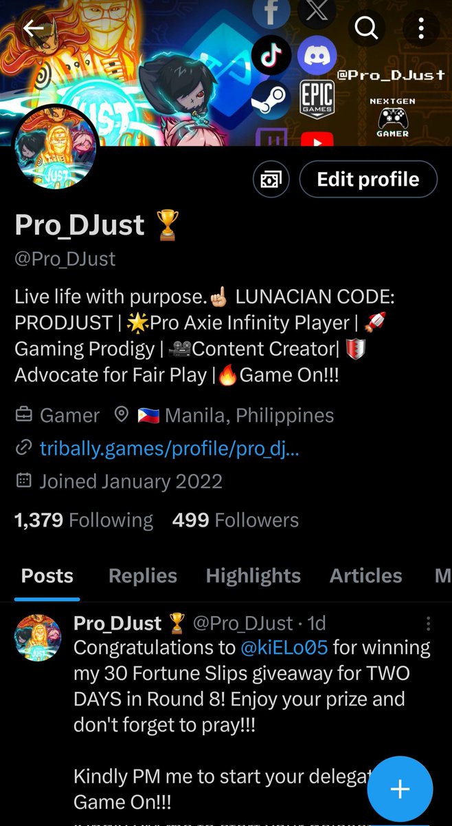 prodjust's tweet photo. Just one more follower to reach my 500 followers celebration! I'll give 50 fortune slips at @AxieInfinity to one lucky winner within 24 hours! 

Step 1- Follow @Pro_DJust
Step 2- Like and Retweet this post 
Step 3- Tag your 1 bestfriend in the comment section!

Game On!!! https://t.co/2UO9zjNhIU
