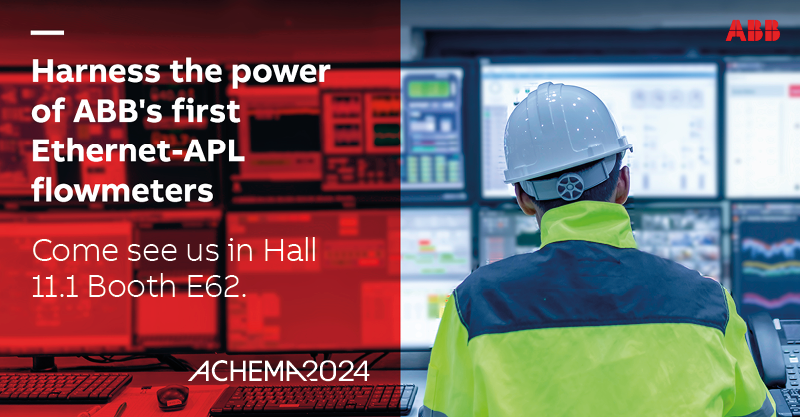 ABBMeasurement's tweet photo. Visiting ACHEMA this week?

📍Stop by ABB booth E62 in Hall 11.1 to explore our new Ethernet-APL flowmeters!

See you there!

#ACHEMA24 #EthernetAPL #flowmeasurement #ABB #MeasurementAndAnalytics #MeasurementMadeEasy https://t.co/TGhPs2oAkN