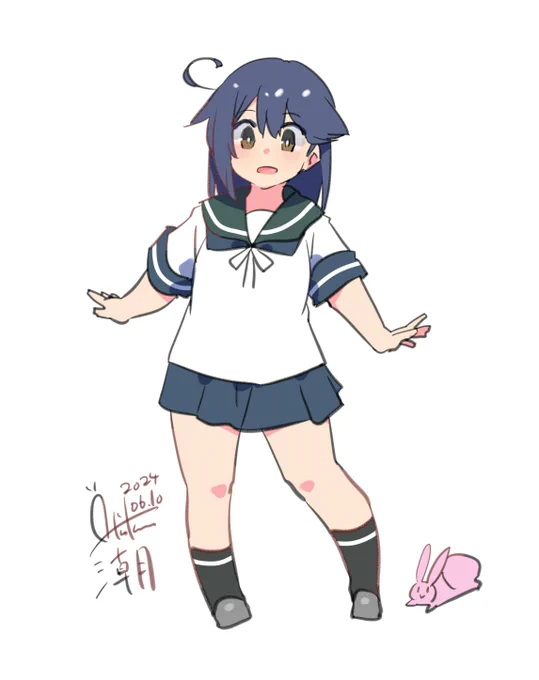 『うしおちゃ!』#艦これ #潮#艦これ版深夜の真剣お絵描き60分一本勝負#艦これ版真剣お絵描き60分一本勝負_20240610 