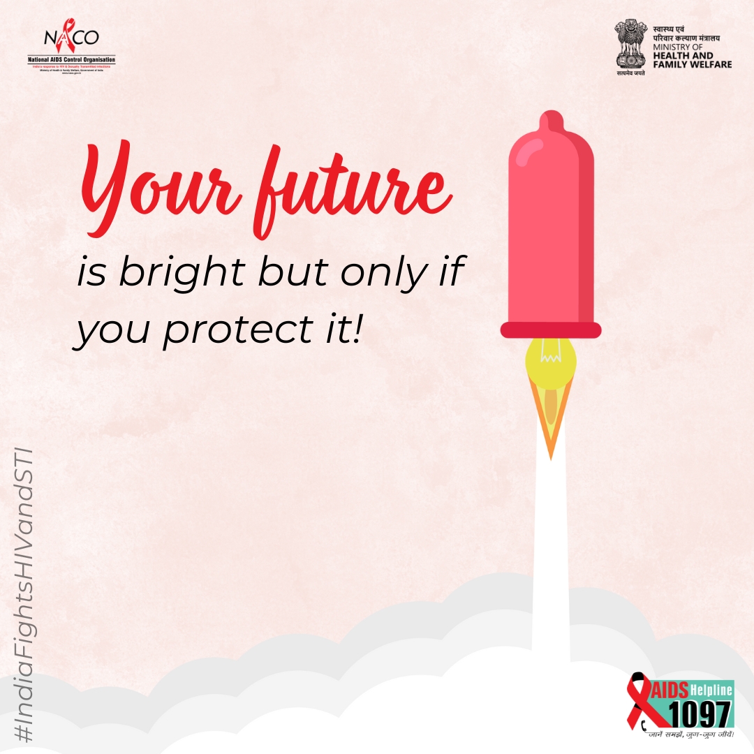 NACOINDIA's tweet photo. The key to a bright future is always using condom while having unprotected sex.

#IndiaFightsHIVandSTI #KnowFacts #KnowHIV #Condom #SafeSex #SafeBehavior #Future #CorrectInformation #Awareness #campaign

@MoHFW_INDIA https://t.co/10ReW3xcbL