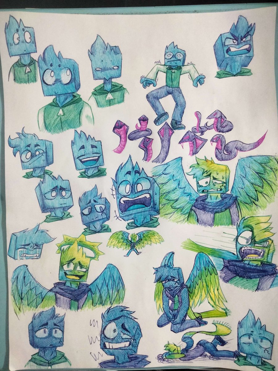 Cyan expression practice doodles by @jazz51784
