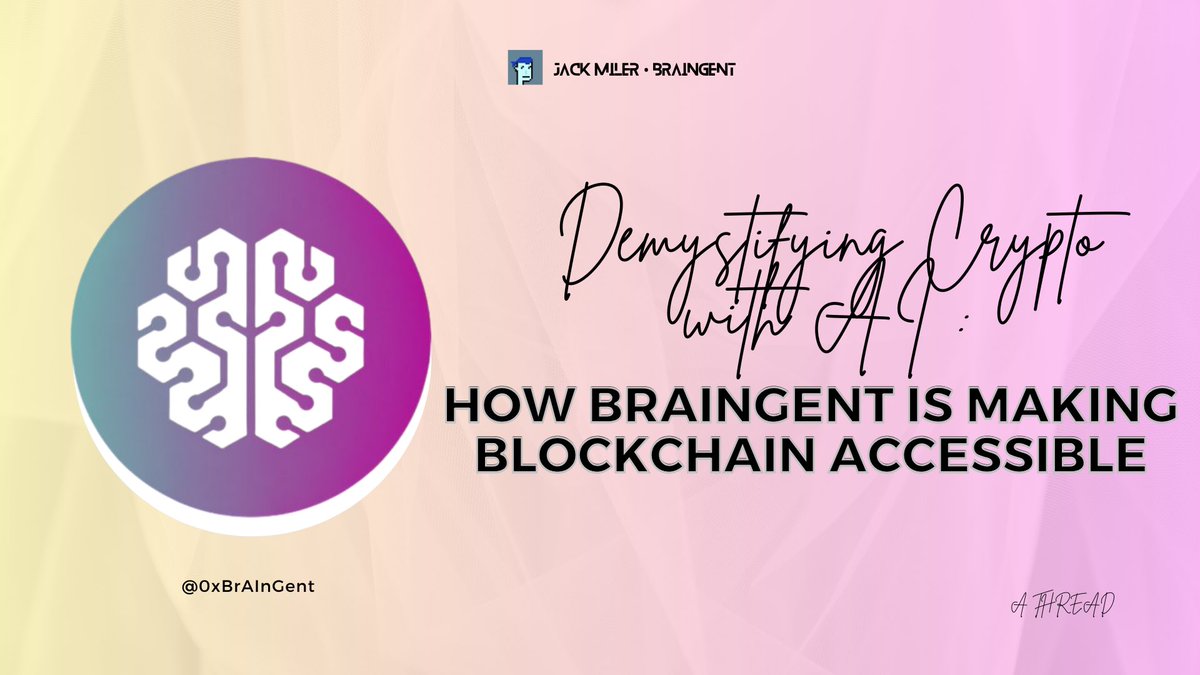 JackMiler56's tweet photo. Crypto and blockchain technology are revolutionizing finance, but navigating this space can be complex. 

@0xBrAInGent emerges as a solution, leveraging AI to bridge the knowledge gap and empower both individuals and Telegram communities. 

Let's dive deeper 🔻

#BrAInGent $BrAIn https://t.co/zPxoSDiwPN