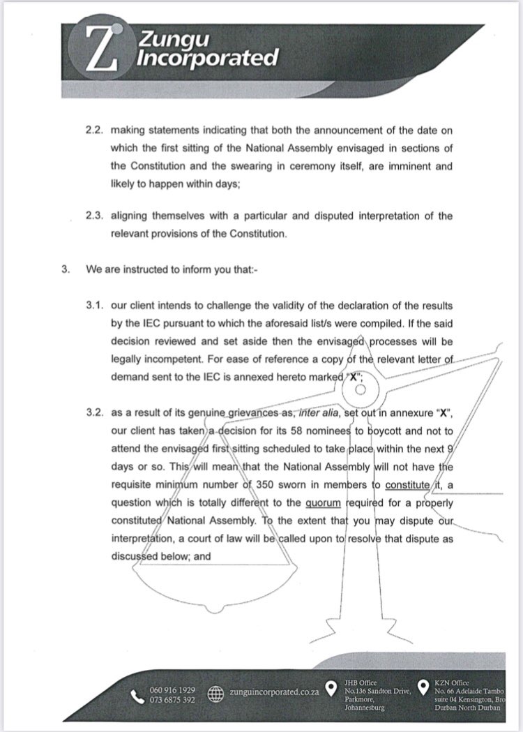 IsmailAbramjee's tweet photo. @xolani_peace @ParliamentofRSA You have obviously not read their attorneys letter to the Secretary of Parliament. Read it slowly below especially paragraph 3.2 then come back. Also read the legal advisor’s point about fruitless and wasteful expenses ITO FMP Act, unless you want to pick up the tab. https://t.co/XArwrRIncJ