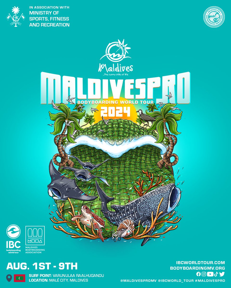 Prepare to dive into Nature's Ride 🌊🇲🇻 as the Bodyboarding World Tour makes its triumphant return to the shores of the Maldives for its third edition, showcasing the world's top bodyboarders. 🔥

The event takes place at Varunulaa Raalhugandu in Male City, from 1st-9th  August.