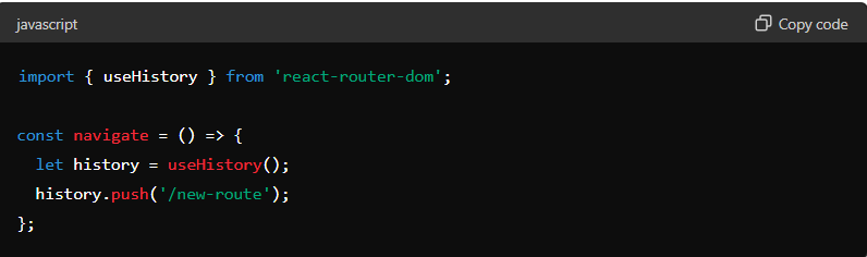 stick2dev's tweet photo. 🚀 Dive into the future of navigation with React's useHistory hook! Easily manage your app's history, navigate programmatically, and enhance user experience with just a few lines of code. Perfect for dynamic, responsive routing! #ReactJS #WebDev #JavaScript #Coding  #stick2dev https://t.co/PYP6dfXIcp