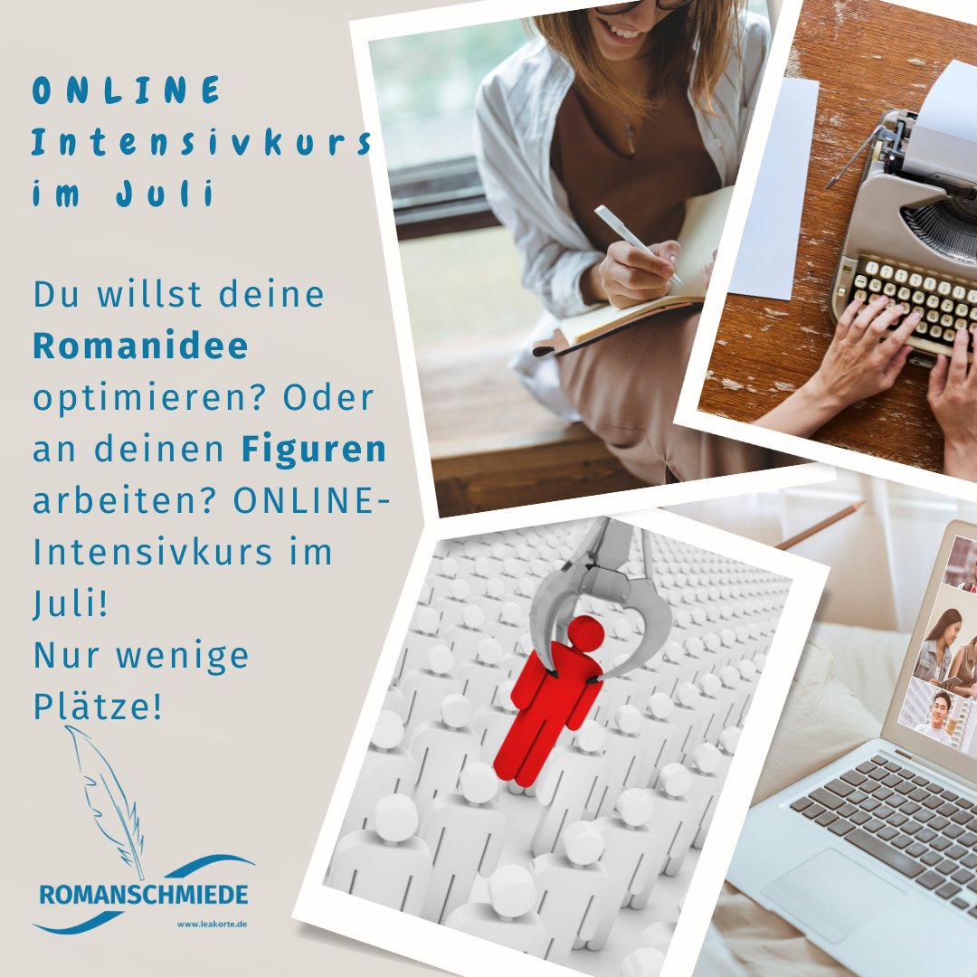 LeaKorte's tweet photo. Online-Intensivkurs im JULI - damit dein Roman ein verdammt guter Roman wird! 😊 https://t.co/1dT6cxUpNq