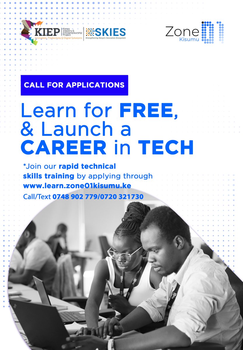 Zone01Kisumu's tweet image. We are looking for motivated and driven youths to join our FREE rapid technical skills training at @Zone01Kisumu! We are particularly interested in enrolling women to our tech training. 

Apply to join us through this link 👉 learn.zone01kisumu.ke

#IkoKaziKE #JobsinTech
