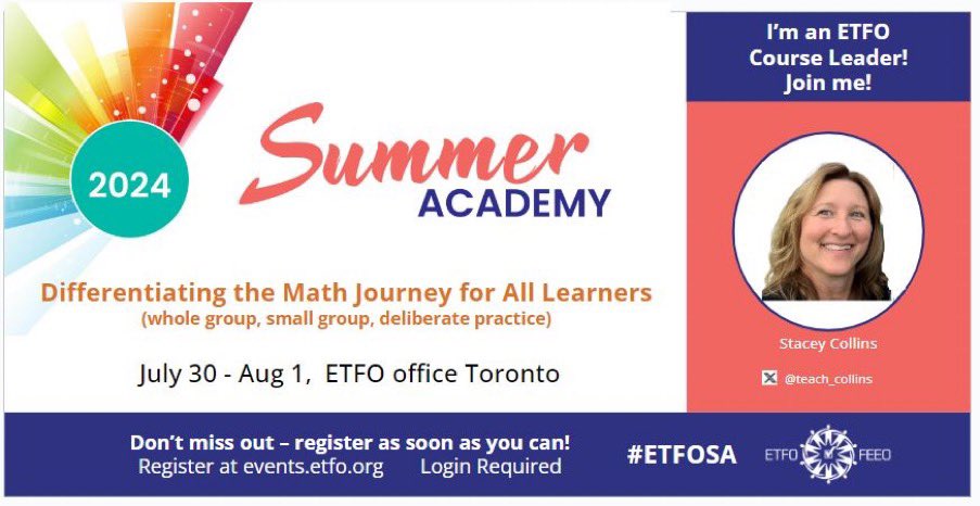 Mrs. Collins (@teach__collins) on Twitter photo Come hang out with me & 24 other educators to plan a solid math program for next year. Small group, whole group, games, journals, coding, great resources & assessment. Register <a href="/ETFOeducators/">Elementary Educators</a> 2024 July 30-Aug 1. Leave ready and excited to teach your math! #Ontarioteachers #etfo Come hang out with me & 24 other educators to plan a solid math program for next year. Small group, whole group, games, journals, coding, great resources & assessment. Register <a href="/ETFOeducators/">Elementary Educators</a> 2024 July 30-Aug 1. Leave ready and excited to teach your math! #Ontarioteachers #etfo