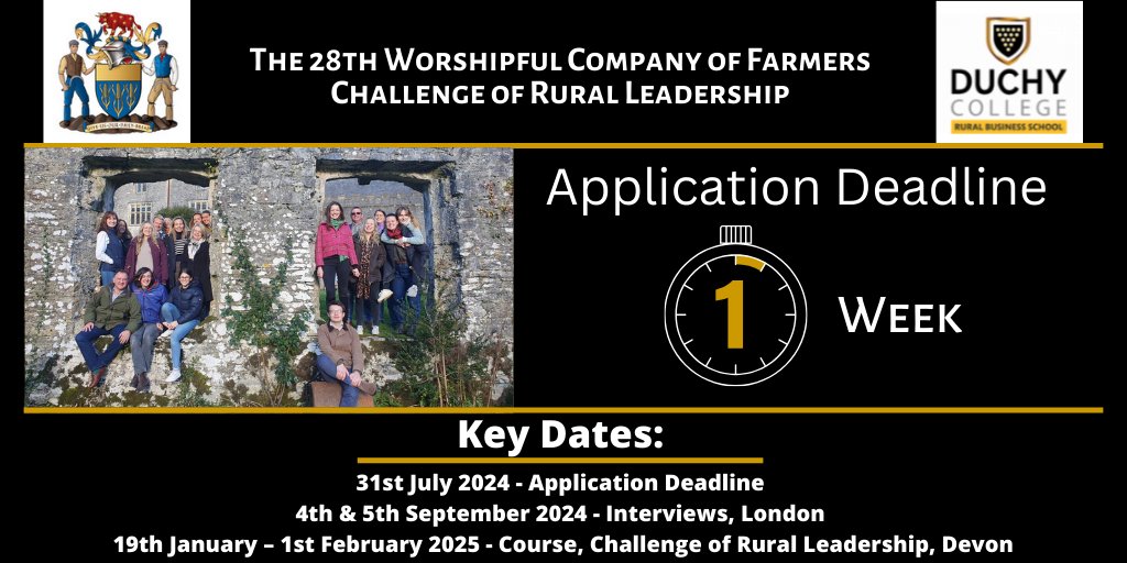 RuralBusinessSchool (@duchyrbs) on Twitter photo âłâĄïž The clock is ticking! Only one week remaining to apply for the 28th Challenge of Rural Leadership.
Don't hesitate, hit that submit button now! đ©đŸ
ruralbusinessschool.org.uk/crl/
<a href="/FarmersCompany/">The Farmers Company</a> <a href="/WCFAlumni/">Farmersâ Alumni</a> âłâĄïž The clock is ticking! Only one week remaining to apply for the 28th Challenge of Rural Leadership.
Don't hesitate, hit that submit button now! đ©đŸ
ruralbusinessschool.org.uk/crl/
<a href="/FarmersCompany/">The Farmers Company</a> <a href="/WCFAlumni/">Farmersâ Alumni</a>