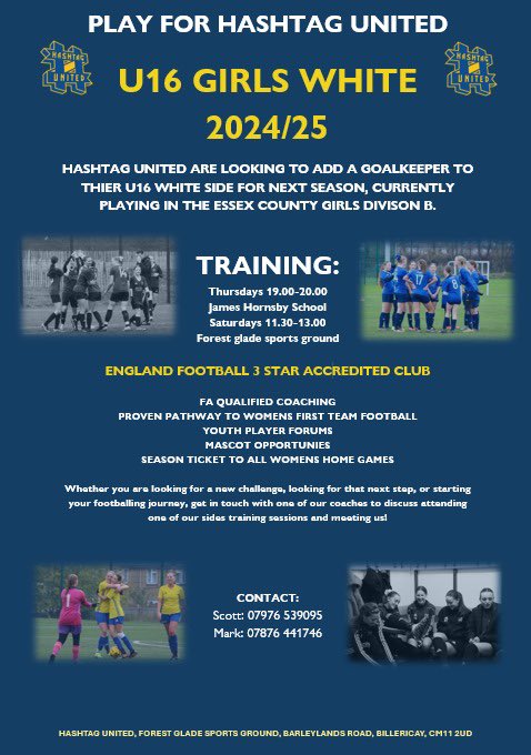 HTGgirlsU18blue's tweet photo. Our under 16 whites are looking for a GK for next season, get in contact if you are interested #️⃣⚪️ https://t.co/O0GFodPLdW