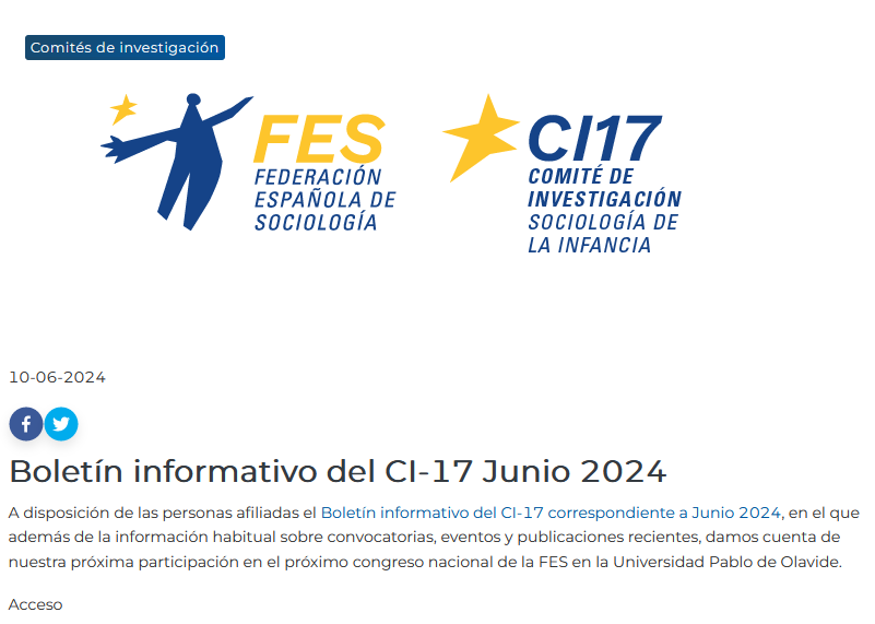 ¿De verdad trabajas haciendo sociología de la infancia y todavía no eres parte de nuestro Comité de Investigación de la <a href="/FES_Sociologia/">FES Sociología</a> ? Pues estamos preparando ya nuestra visita al próximo congreso nacional. Te lo contamos en este boletín fes-sociologia.com/noticia/Boleti… 👇