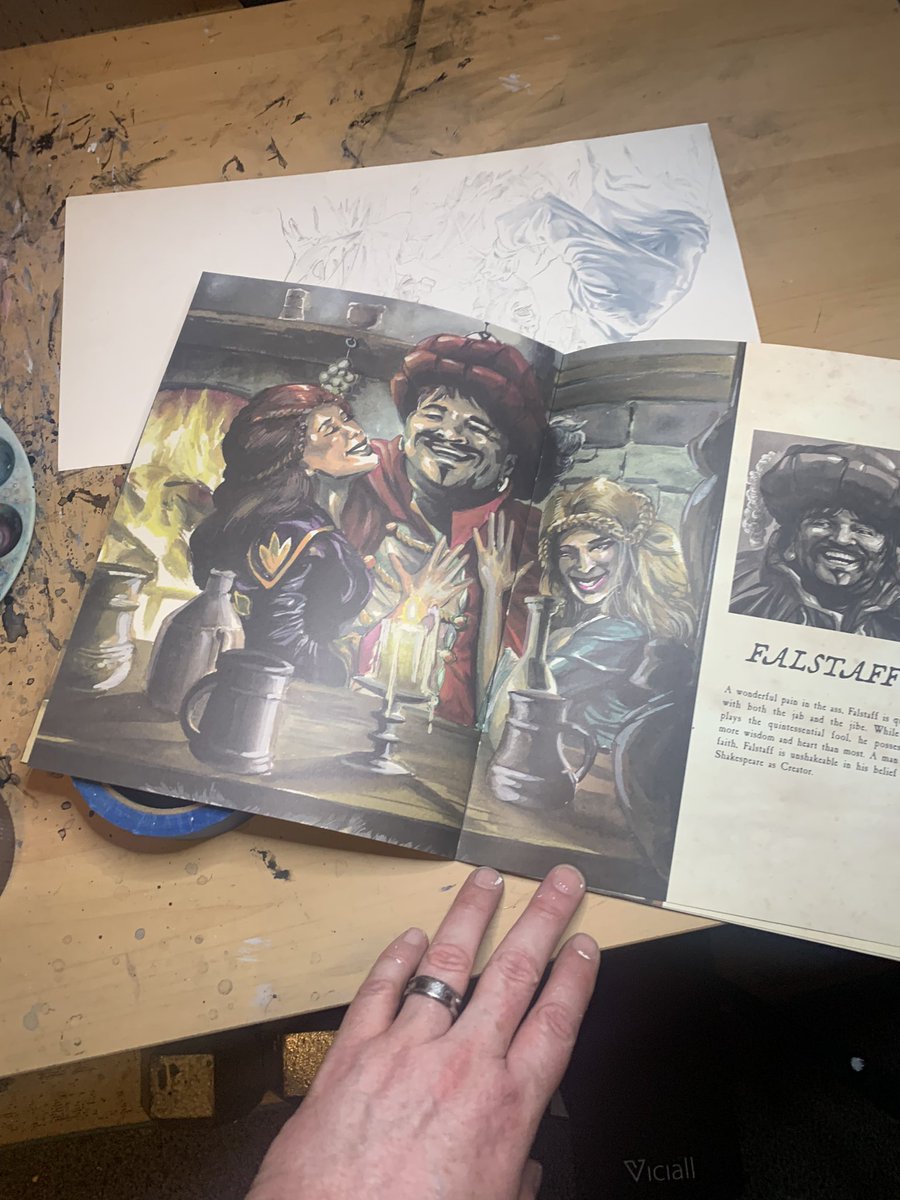 JK_Woodward's tweet photo. I’m moving soon so I’m packing and re discovering some “long lost” work. This is a book made from card designs from the #KillShakespeare game from IDW. I’d forgotten all about it. https://t.co/6zSdVzuYiV