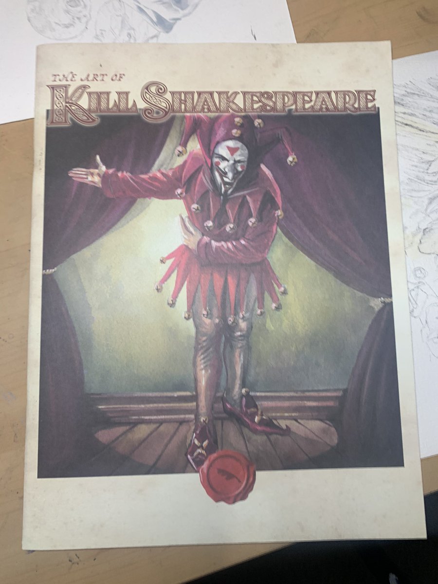 JK_Woodward's tweet photo. I’m moving soon so I’m packing and re discovering some “long lost” work. This is a book made from card designs from the #KillShakespeare game from IDW. I’d forgotten all about it. https://t.co/6zSdVzuYiV